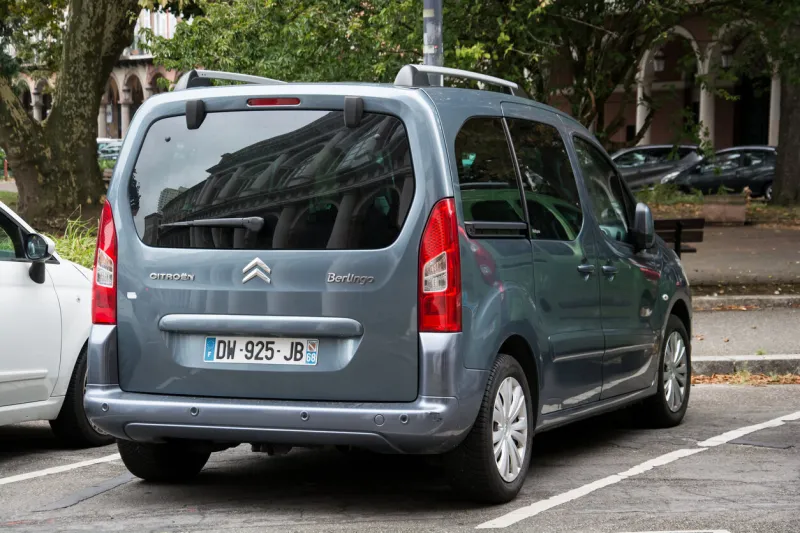 mulhouse - france - 11 september 2024 - rear view of grey citroen berlingo parked in the street