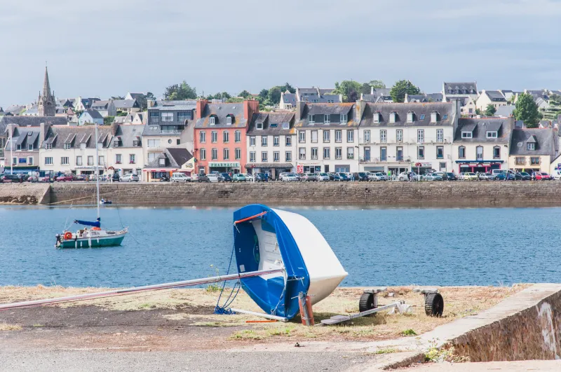 port of camaret-sur-mer with its boats, its lighthouse, in finistère in brittany, france