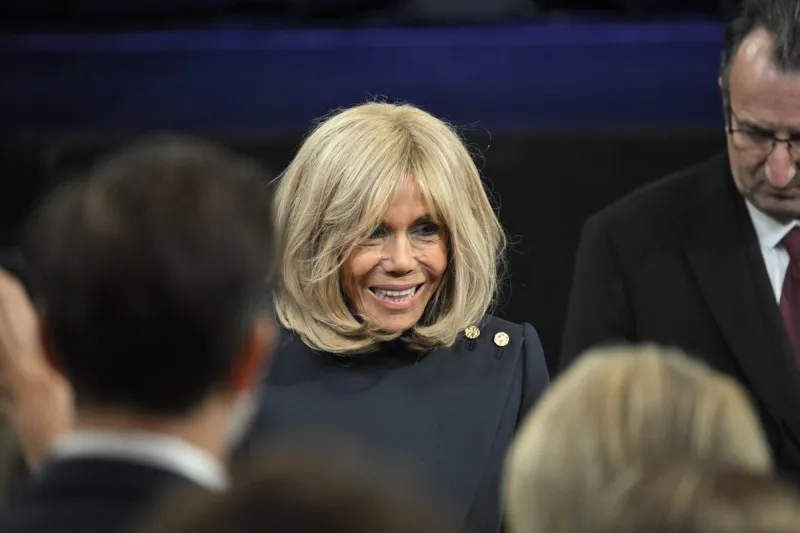 brigitte macron lors d'une cérémonie de départ à lund, en suède, le 31 janvier 2024 le président français emmanuel macron et mme brigitte macron effectuent une visite d'État de deux jours en suède photo par eliot blondet abacapresscom
