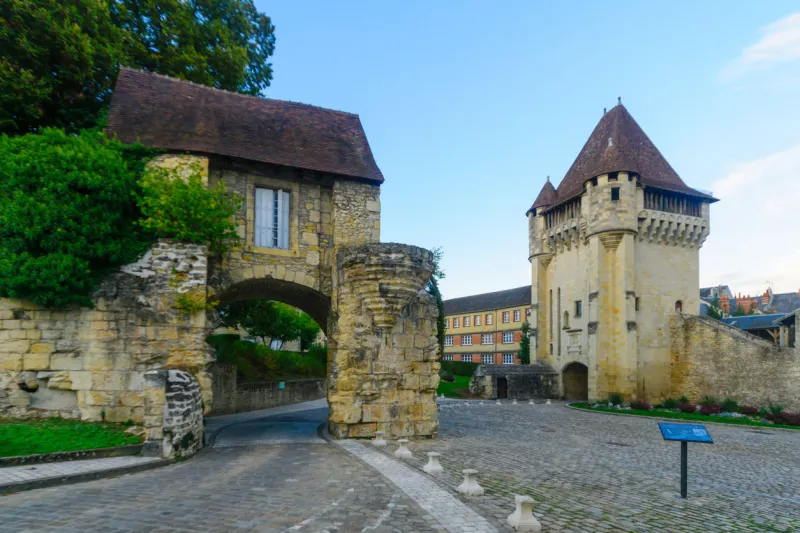 the porte du croux gate and tower, in nevers, burgundy, france