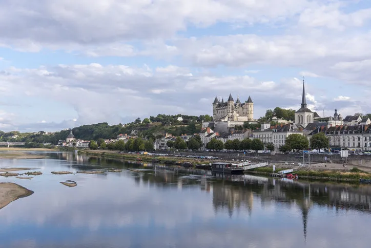 exterior view of the beautiful city of saumur with its castle in the loire valley, france (europe)