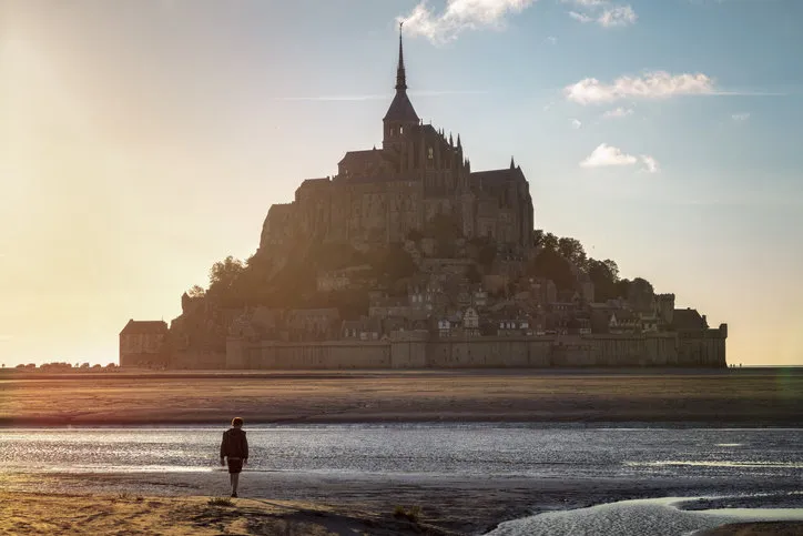 le mont st michel, normandy, france at sunset