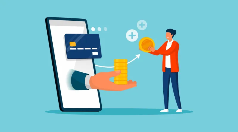 customer making credit card payments and receiving cash back money