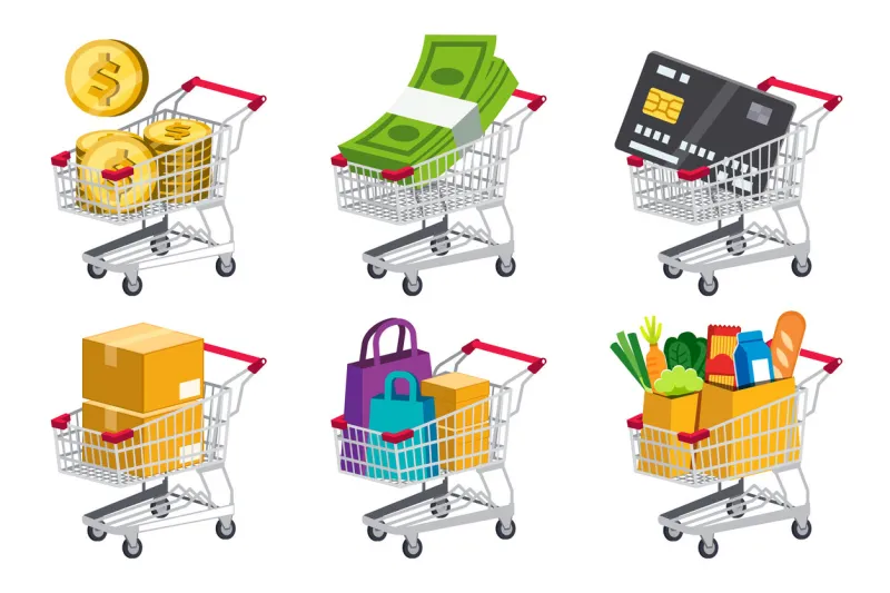 selecting a purchase and payment at the store or supermarket