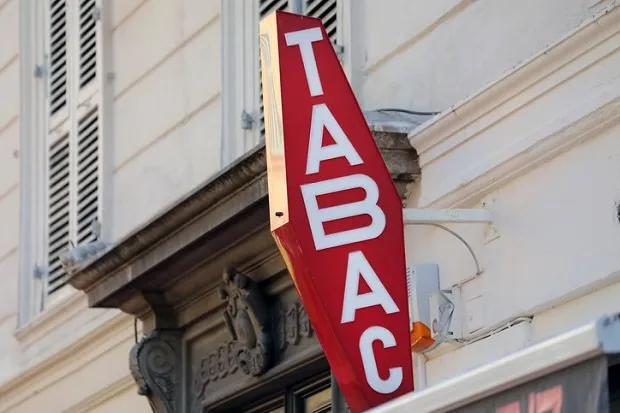 french red and white sign tabac in france tabac means tobacco