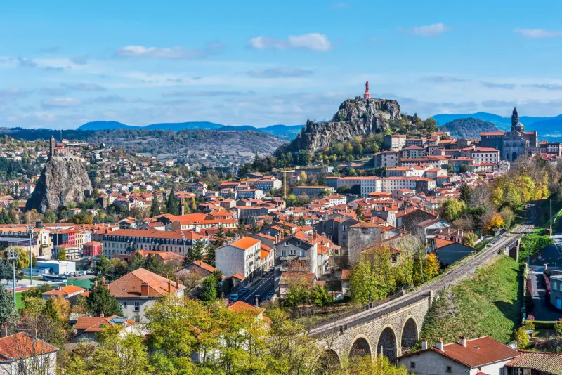 cityscape of puy-en-velay town haute-loir, auvergne-rhone-alpes region in france