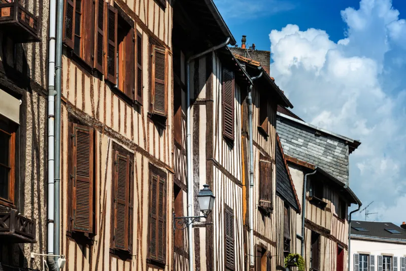 antique building view in old town limoges, france