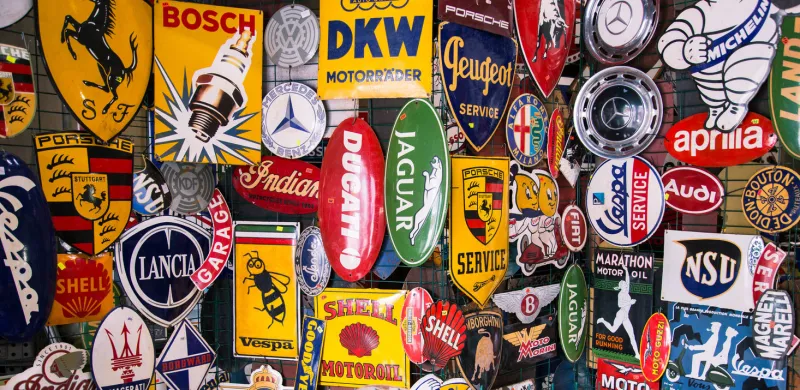 verona, italy - may 9, 2015  vintage colored plates in a classic car show