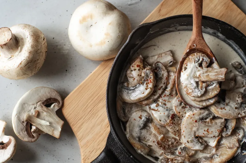 staffed mushrooms with fresh dill, cheese and sour cream