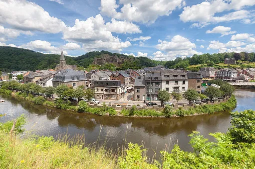 town in ardennes surrounded by water