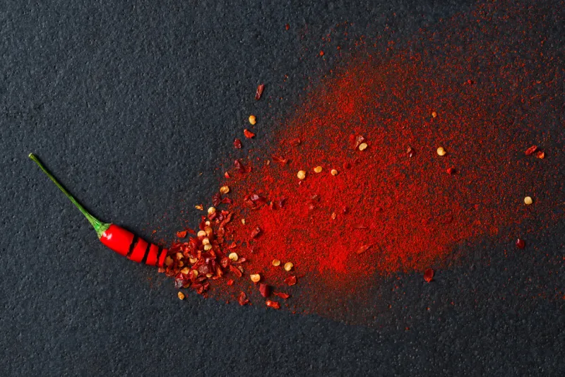 chilli, red pepper flakes and chilli powder burst