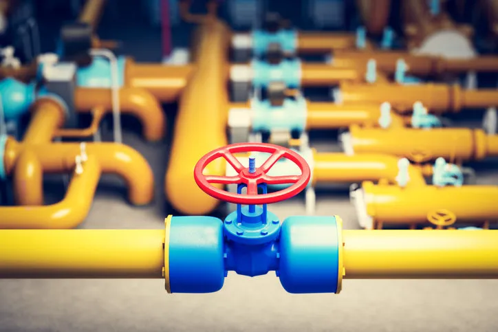 gas valve on pipeline at natural gas station industry