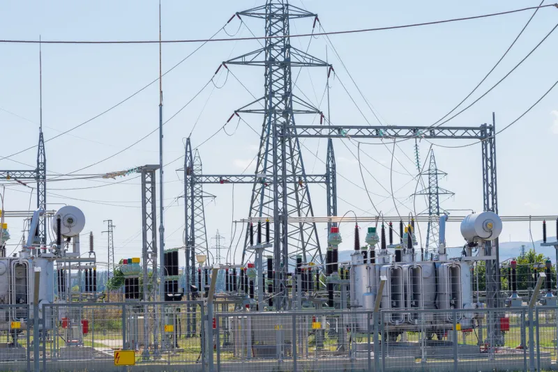 electric power transmission equipment in an electrical sub station