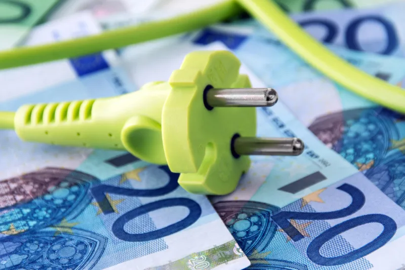 electricity savings and euro banknotes