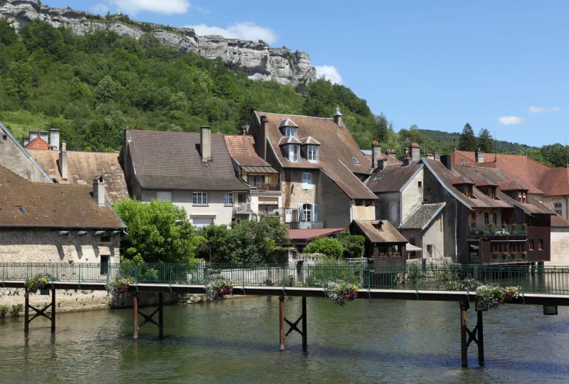 ornans in franche-comta and the loue river , france