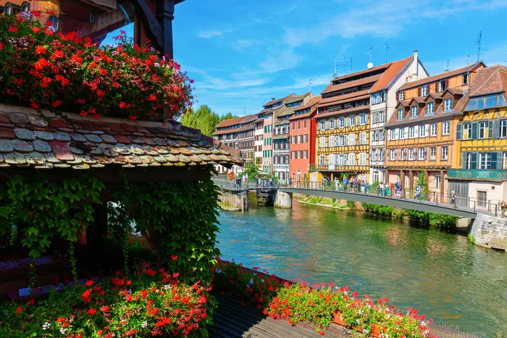 strasbourg, france - september 09, 2018  view of the quarter la petite france with unidentified people in the middle ages it was the home for tanners, millers and fishermen it is a main landmark