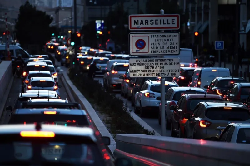 vehicles are stuck in a traffic jam at the entrance of marseille on january 10, 2018 (photo by anne-christine poujoulat   afp)