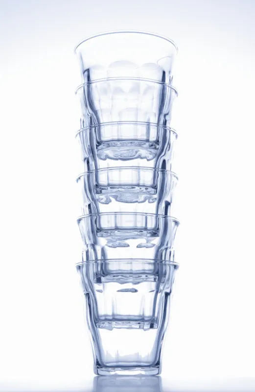 stack of purple glasses