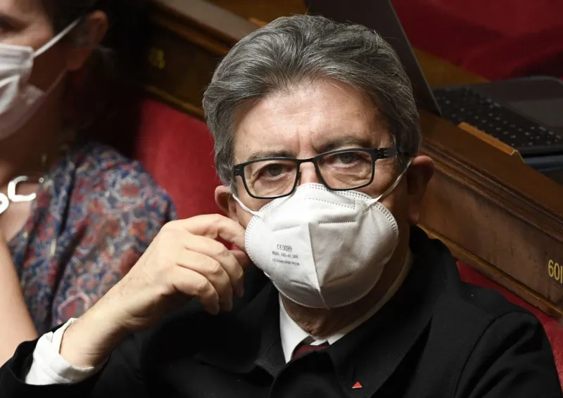 leader of french leftist la france insoumis (lfi) parliamentary group jean-luc melenchon looks on as he attends a session of questions to the government at the national assembly in paris on march 30, 2021 (photo by bertrand guay   afp)