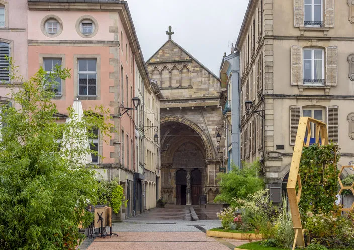 city view of epinal, the capital city of the vosges departmend in france