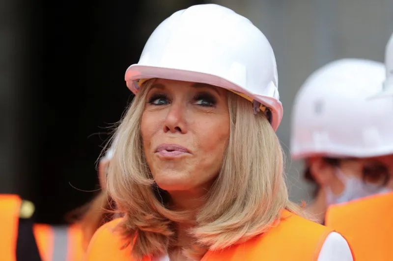 wife of french president emmanuel macron, brigitte macron visits the castle of villers-cotterets under renovation, during a one-day visit to northern france, on june 17, 2021 (photo by pascal rossignol   pool   afp)