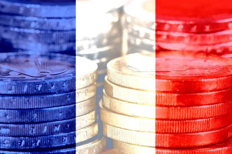 flag of france, economy and euro money