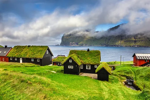 village of mikladalur located on the island of kalsoy, faroe islands, denmark