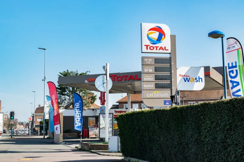 tourcoing,france-march 22,2019 view of the gas station totaltotal it is french oil and gas company dealing in the distribution, processing and sale of oil and gasfounded in