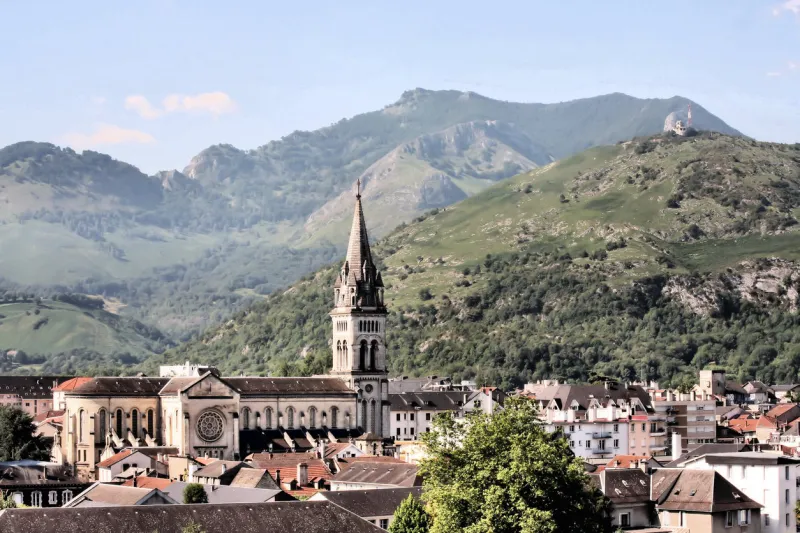 a view of the catholic church in lourdes