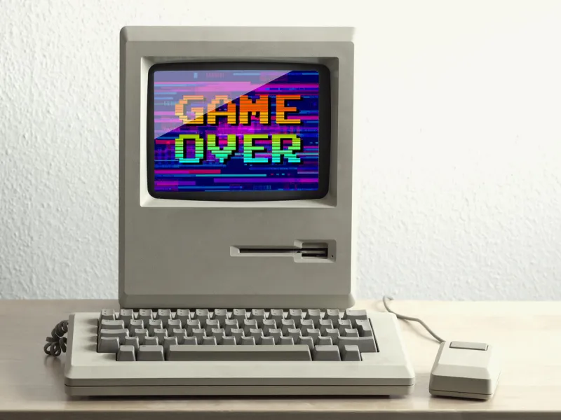game over message on vintage computer terminal screen