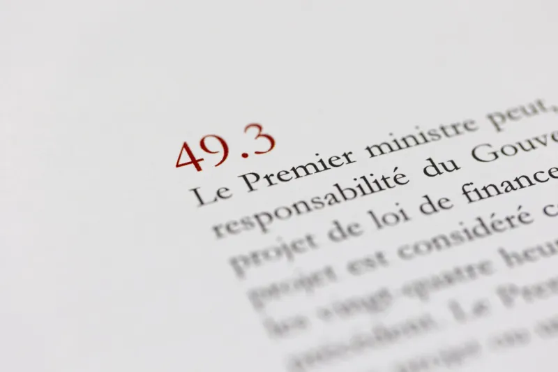 article 493 of the french constitution allowing the adoption of a law without a vote