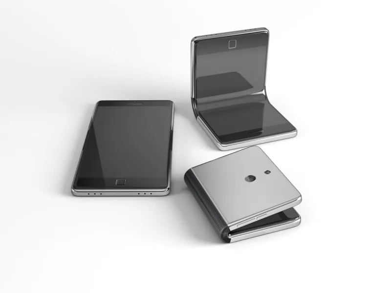 concept of multiple ways to use of the foldable smartphone 3d illustration