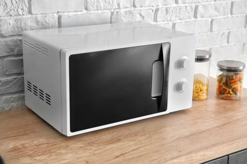 modern microwave oven in kitchen