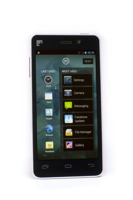 bern, switzerland - january 21, 2014  the first edition fairphone, the first attempt of building a fair trade smartphone, with fair labor conditions and conflict-free minerals released in december