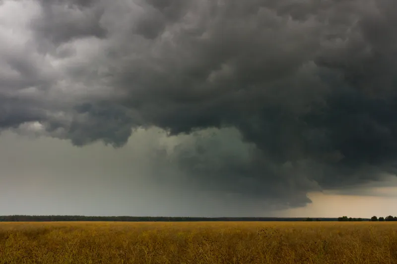 dark stormy sky over the field