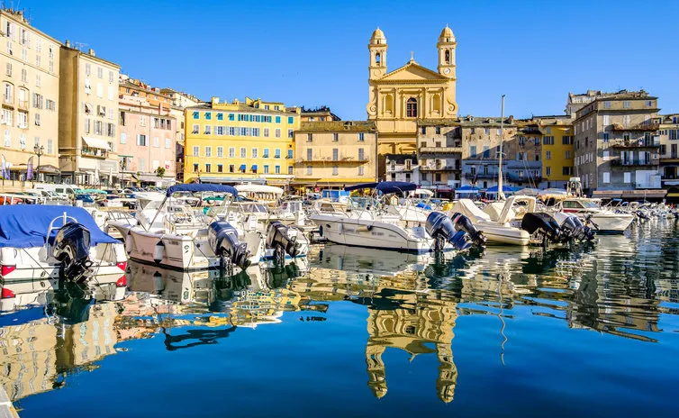 famous old town and harbor of bastia on corsica