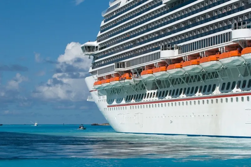 huge cruise ship in tropical carribean waters
