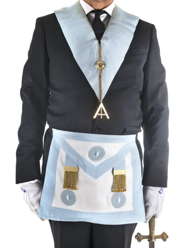fremason with accessories in front of white background