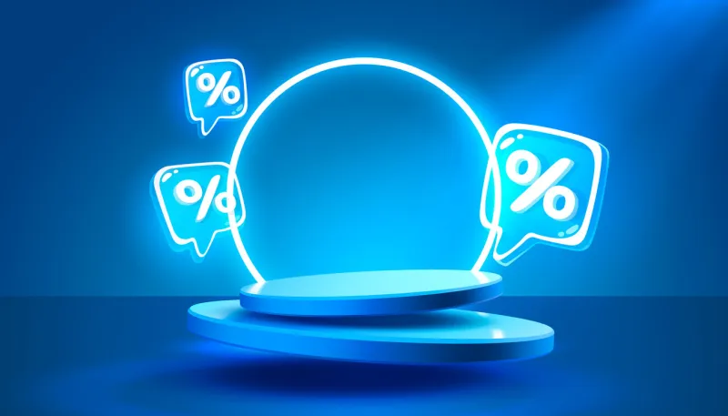 mega sale special offer, stage podium percent, stage podium scene with for award, decor element background vector illustration