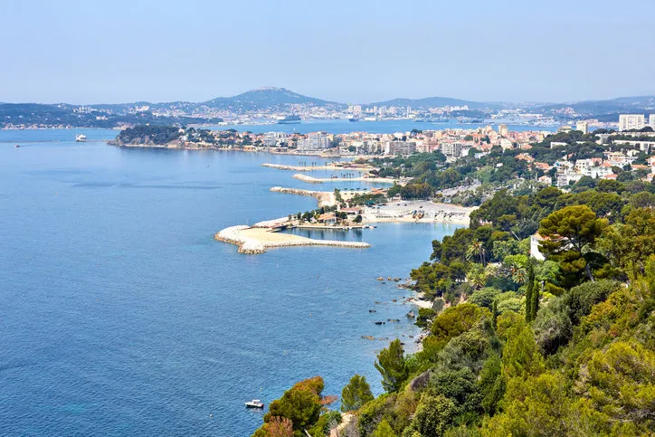 view of the port of toulon, seyne-sur-mer and seaside of rade des vignettes from cap brun