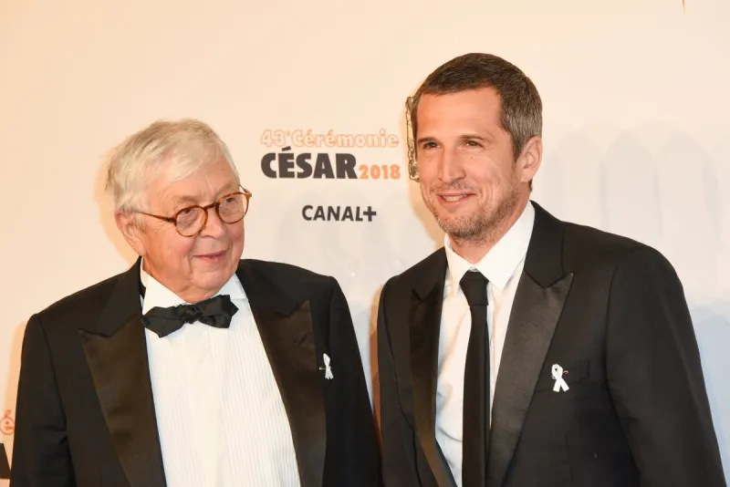 guillaume canet and his father arriving to the 43rd annual cesar film awards ceremony held at the salle pleyel, in paris, france on march 2, 2018 photo by mireille ampilhac abacapresscom