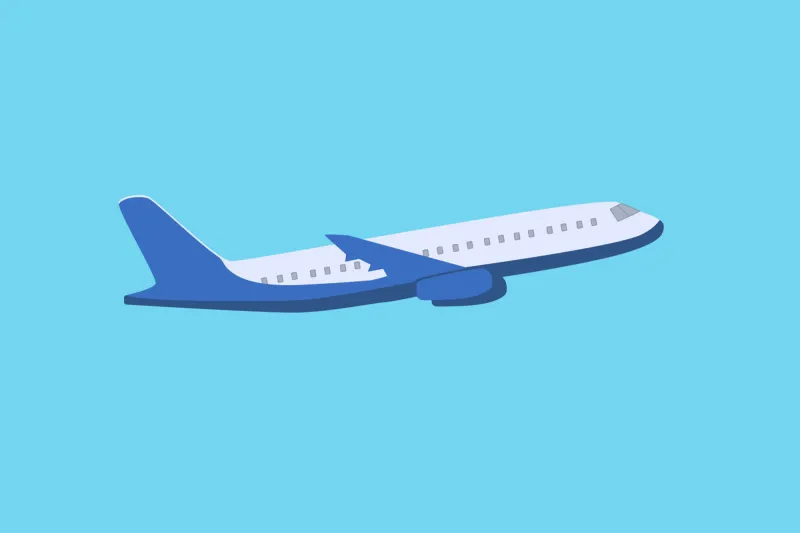passenger plane in flight on a blue background vector illustration of an airplane