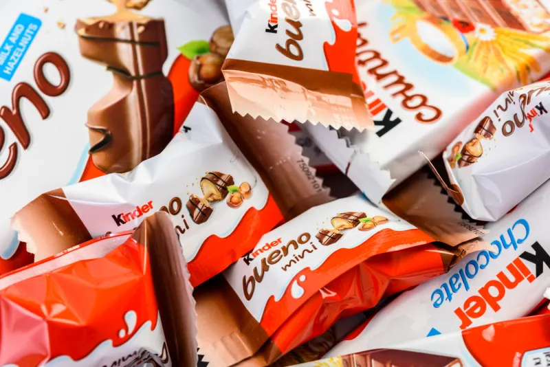bucharest, romania - december 04, 2015  kinder chocolate is a confectionery product brand line of italian confectionery multinational ferrero
