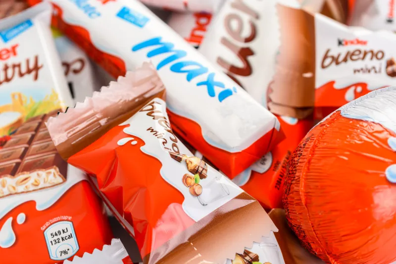 bucharest, romania - december 02, 2015  kinder chocolate is a confectionery product brand line of italian confectionery multinational ferrero