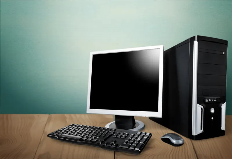 desktop computer and keyboard and mouse