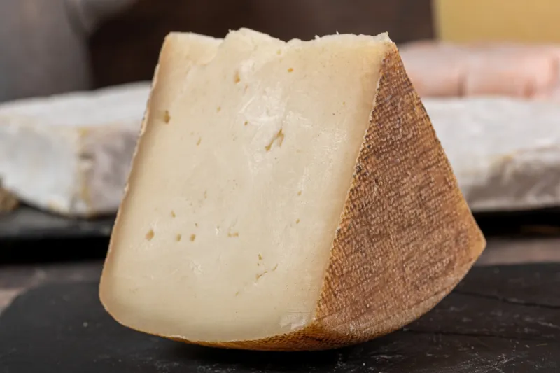 goat cheese tomme or tome, produced in the french pyrenees