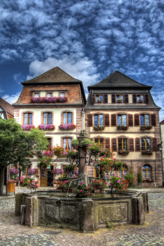 well at the city square in bergheim, france
