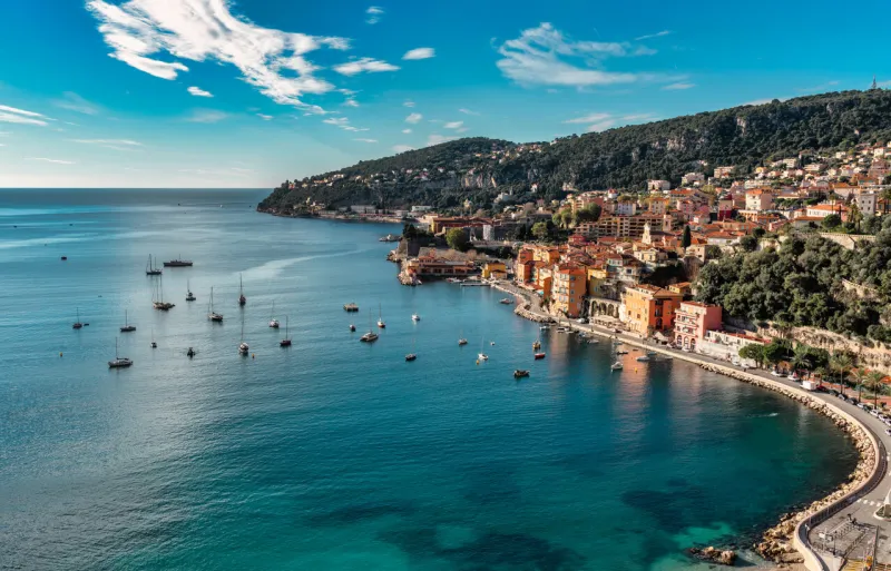 view of villefranche sur mer on cote d azur, french riviera in francern