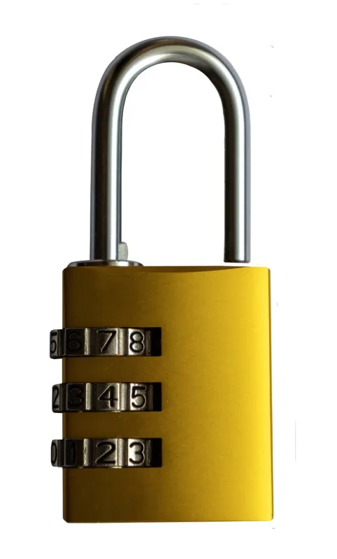 golden padlock with numeric code