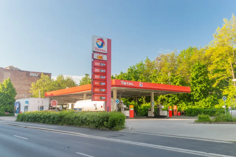 gorlitz, germany - june 2, 2021  total filling station in gorlitz